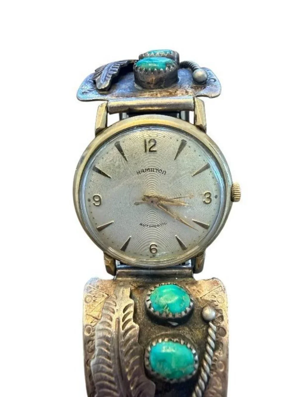 Vintage Hamilton Automatic Wristwatch with Turquoise and Sterling Silver Band